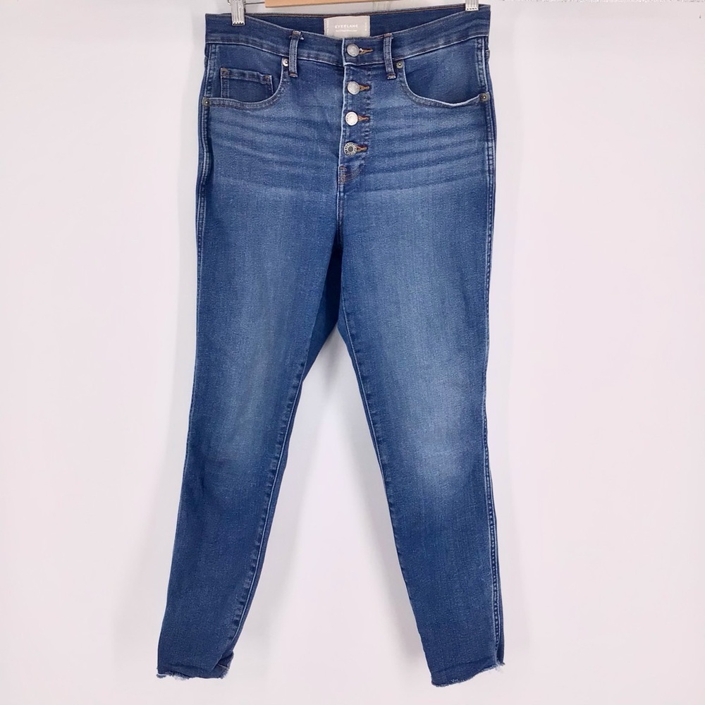 Everlane The Vintage Skinny Jean Button Front Raw Hem Size 28 Ankle - Picture 4 of 15